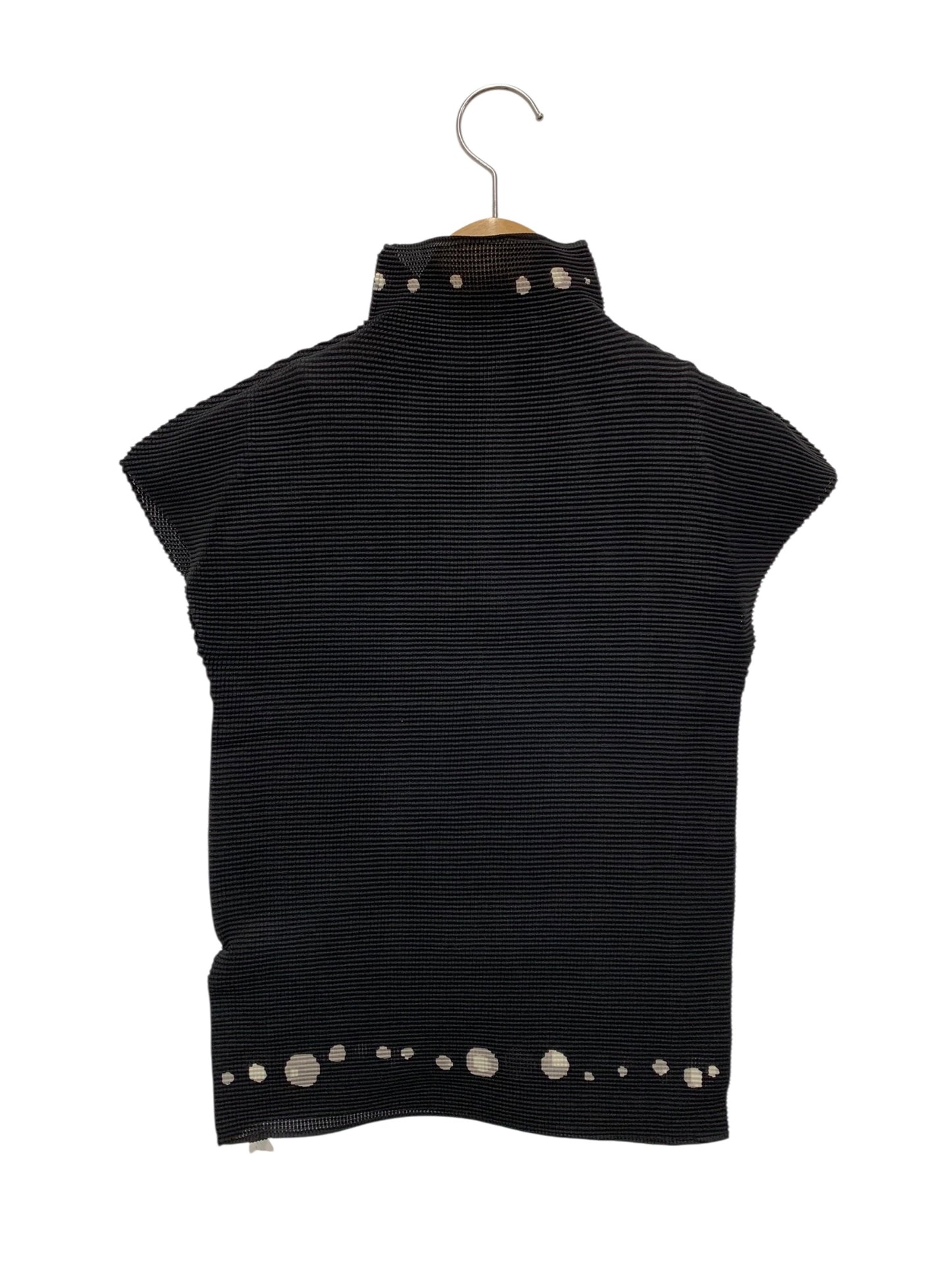 ミーイッセイミヤケ MI22FK613 プルオーバー ブラック ボトルネック ワッフルプリーツ ドット ITL7NVW1LV48