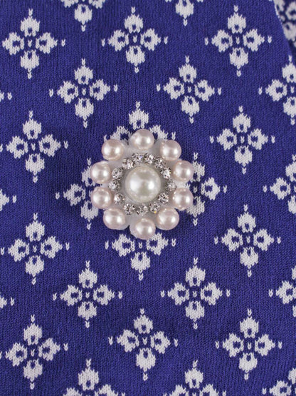 スーパービューティー ボレロ 42 ブルー フェイクパール ノーカラー リボン ITILPB9WUJW9