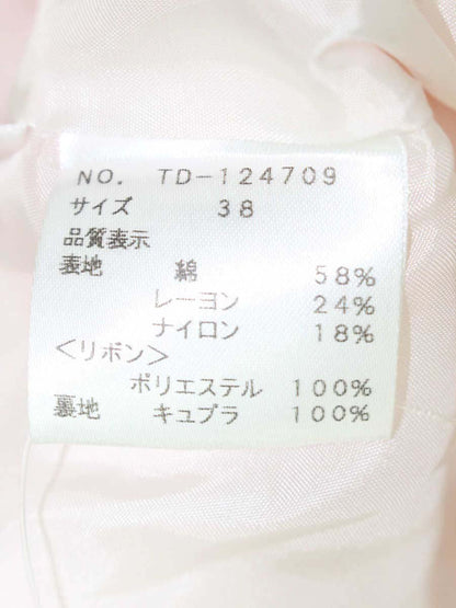 エムズグレイシー 124709 ジャケット 38 ピンク フリル ストーン ノーカラー IT44C6T2QDOW