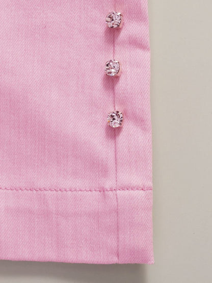 トゥービーシック W5R02-520-12 デニムパンツ 38 ピンク カラー ラインストーン ITJ8D3IHRBY0