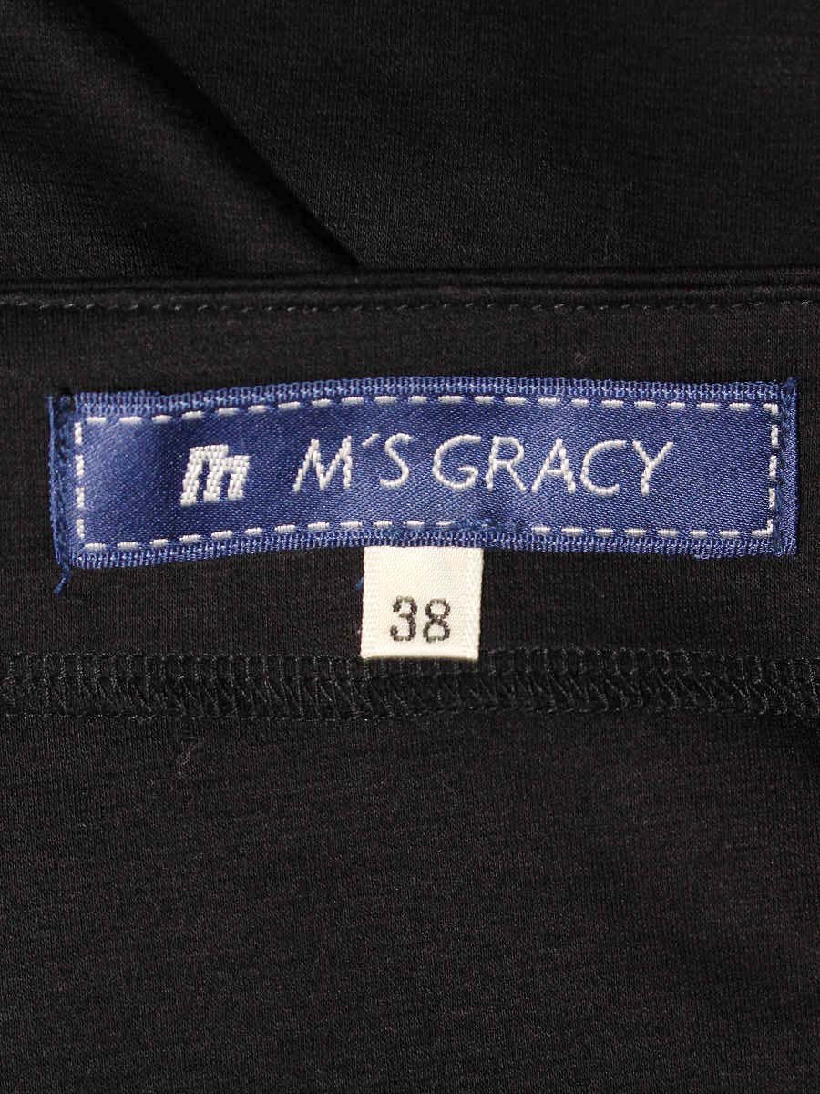 エムズグレイシー 125105 Tシャツ カットソー 38 ブラック ローズチュール リボン 切替 ITV01LS3L0U5