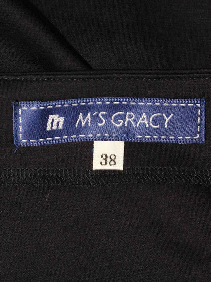 エムズグレイシー 125105 Tシャツ カットソー 38 ブラック ローズチュール リボン 切替 ITV01LS3L0U5