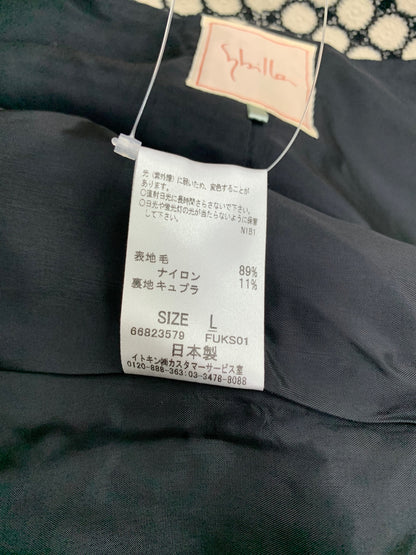 シビラ ノーカラージャケット L ベージュ ドット ウール混 IT2XV4J7C872