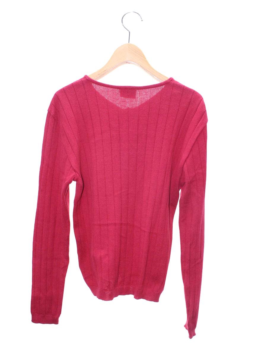 ラコステ D-TK9029 カーディガン 42 レッド コットン ストライブ ITC7VF1745AC