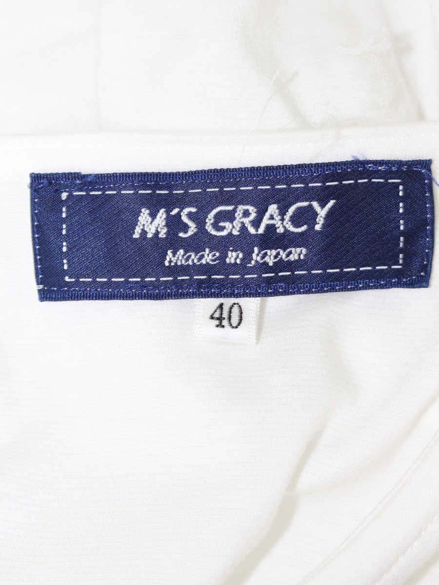 エムズグレイシー 315314 Tシャツ カットソ 40 ホワイト パールボタン リボン IT8Y53LKM580