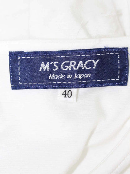 エムズグレイシー 315314 Tシャツ カットソ 40 ホワイト パールボタン リボン IT8Y53LKM580