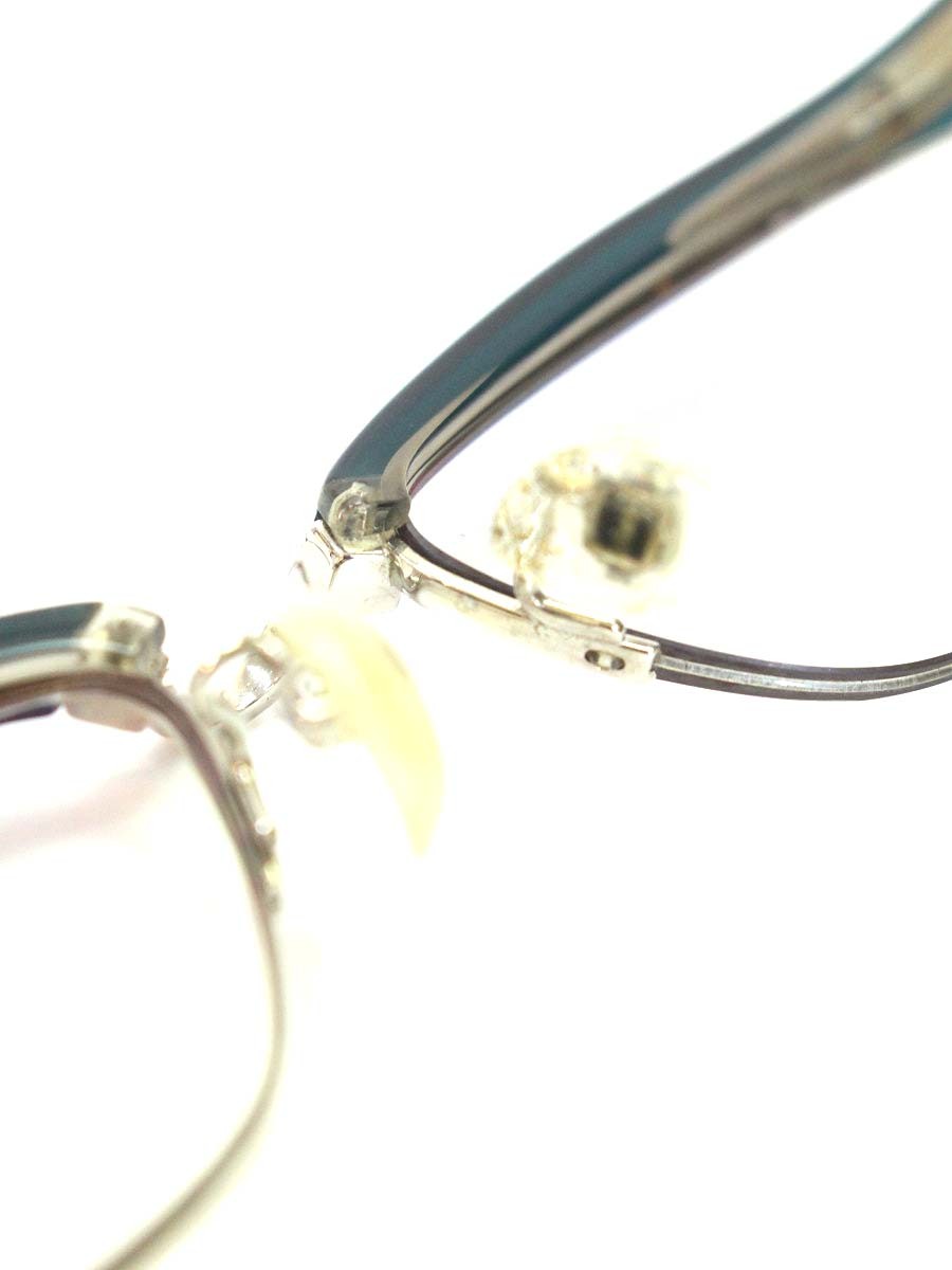 フォーナインズ M-09 メガネ ブルーグリーン ハーフリム スクエア IT0TKBH4LRMO