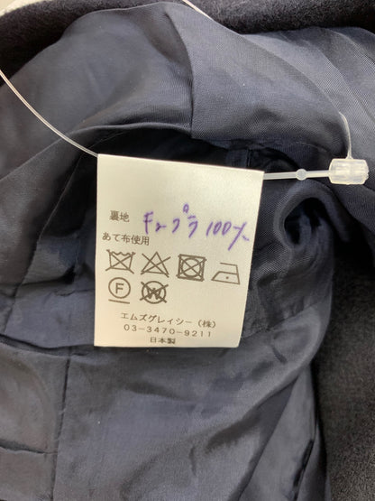 エムズグレイシー 0200 ジャケット 38 ネイビー カメリアボタン Ｗジップ ウール ITEYN1LU8M2O