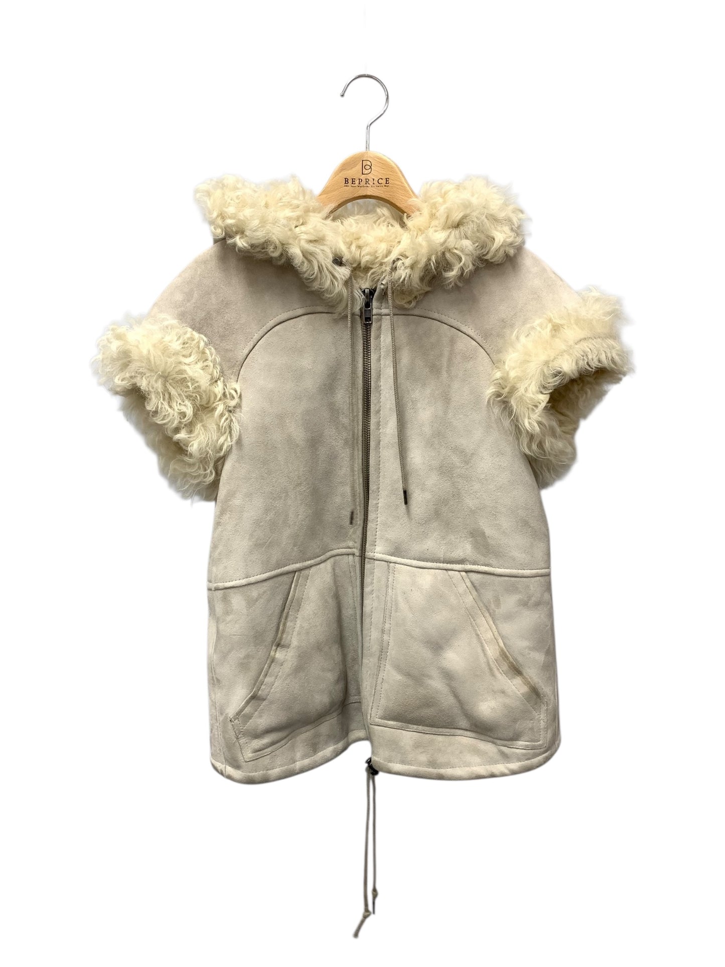 セオリー 01-9402916 ベスト 2 グレー ムートン ファー フーディ ITI57VYBQ5GW