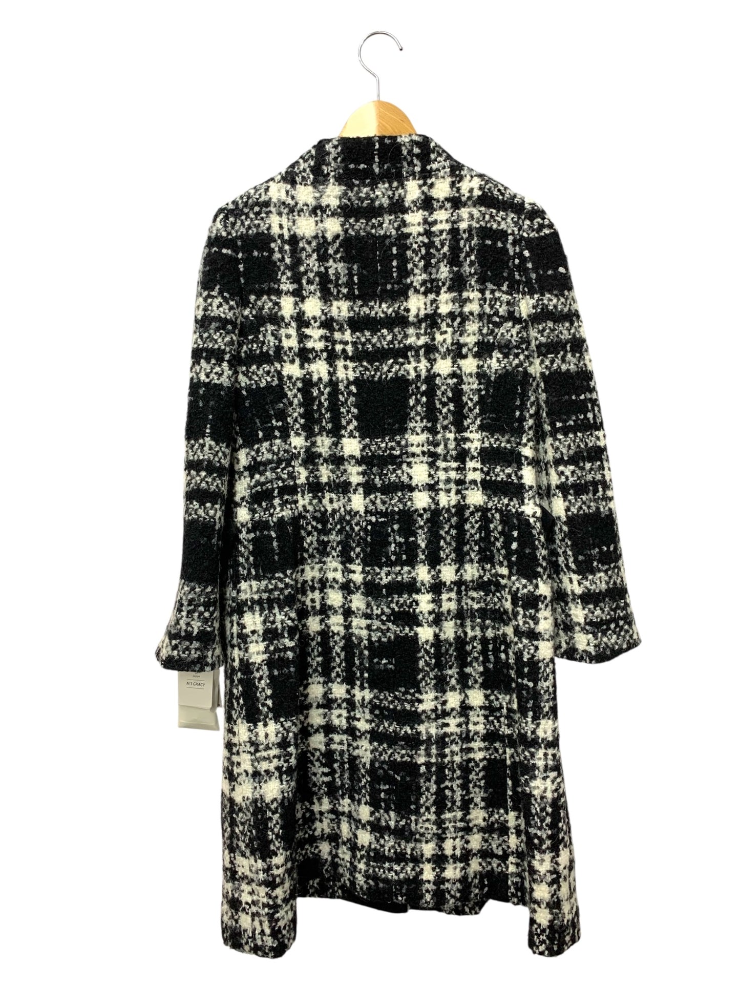 エムズグレイシー Black x White Check Coat 819519 コート 38 ブラック ウール混 ITBKH20Y5X7T 【SALE】