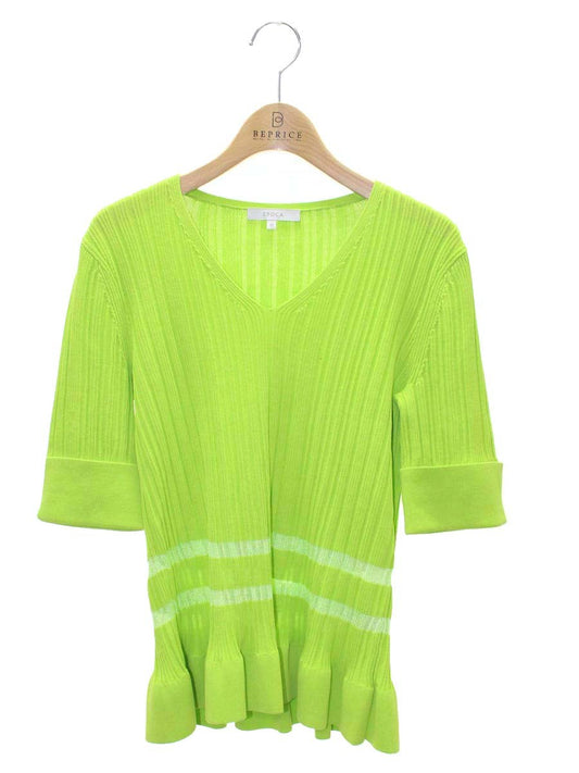 エポカ コットンナイロンストレッチ シアーコンビ M5N31-367-70 ニットセーター 40 グリーン ITVCPC2UQRNK