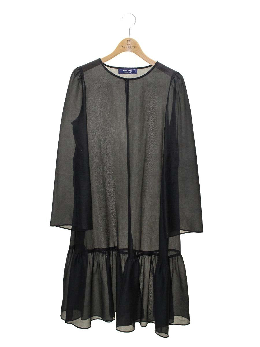 エムズグレイシー 114103 カーディガン 40 ブラック ロング シースルー IT557JU7ZX4G