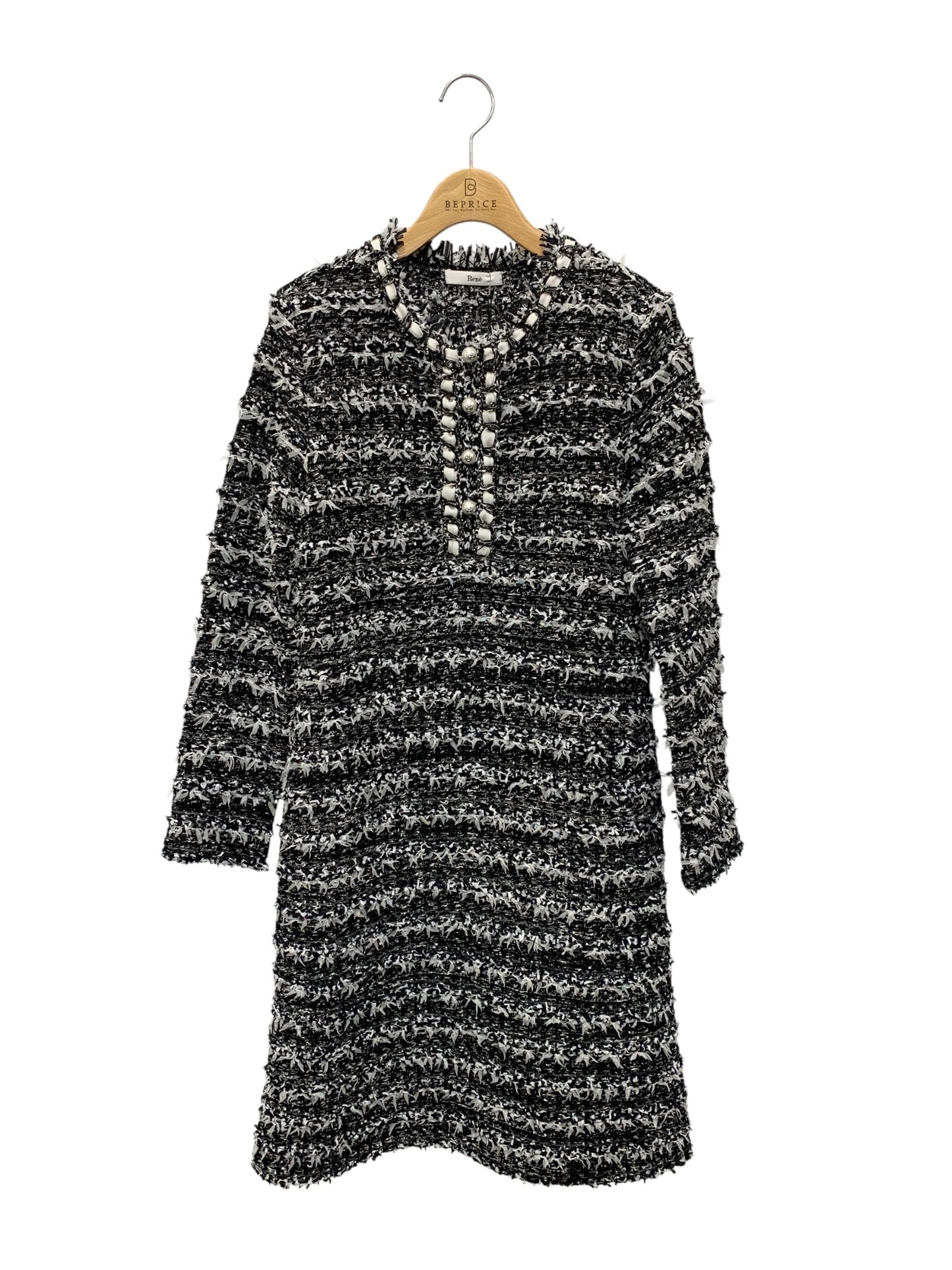 ルネ 6512040 ニットワンピース 36 ブラック ツイード IT384LAY1534
