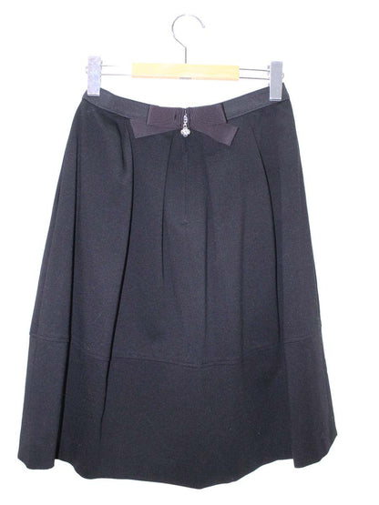 エムズグレイシー 017110 スカート 38 ブラック リボン IT2CK2J04FPO