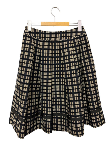 エムズグレイシー 117515 スカート 40 ネイビー リボン 格子柄 サイドジップ ITZBJD6901US