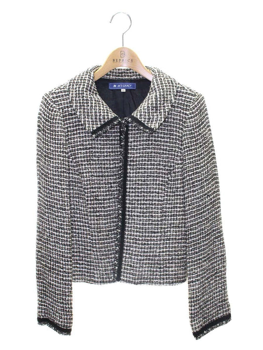 エムズグレイシー 824537 ジャケット 40 ホワイト ツイード ITEVQGZJ48X8