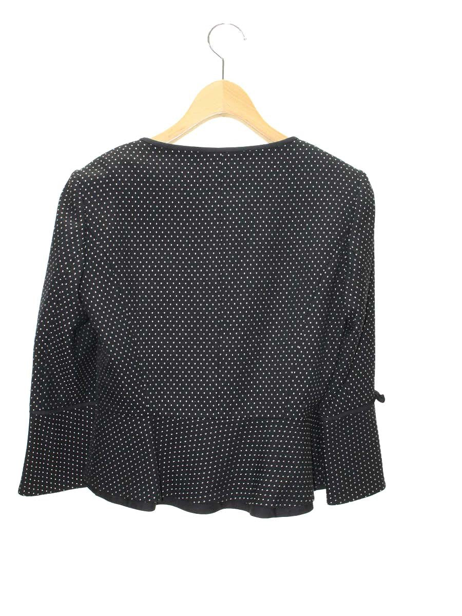 エムズグレイシー 724528  ジャケット 38 ブラック ノーカラー ドット柄 ITE4TBTJ57HW