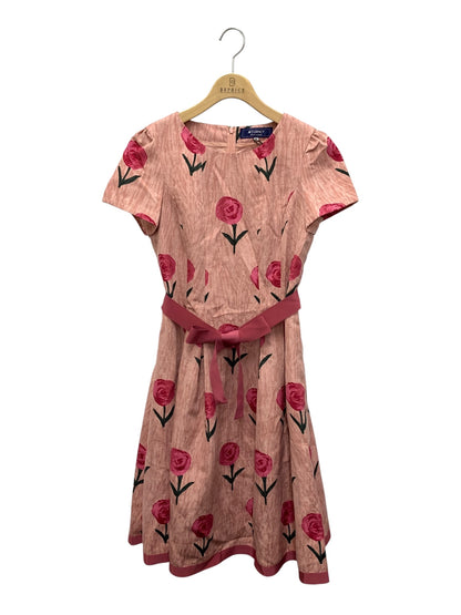 エムズグレイシー 011530 ワンピース 40 ピンク ローズモチーフ ウエストリボン ITKD9YZMK3LR