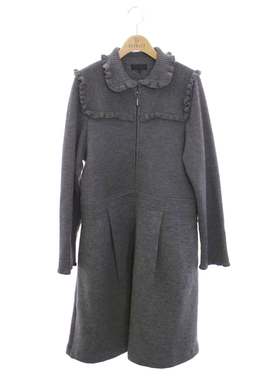 トゥービーシック W7F08-634-07 ワンピースコート 46 グレー ニット フリル IT2UVYED1S6A