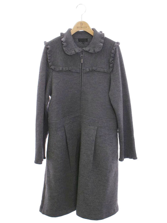 トゥービーシック W7F08-634-07 ワンピースコート 46 グレー ニット フリル IT2UVYED1S6A 【SALE】