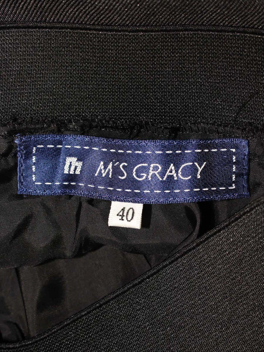 エムズグレイシー 627566 スカート 40 ブラック タック フレア IT4F61C6XZCS