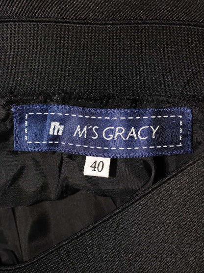 エムズグレイシー 627566 スカート 40 ブラック タック フレア IT4F61C6XZCS