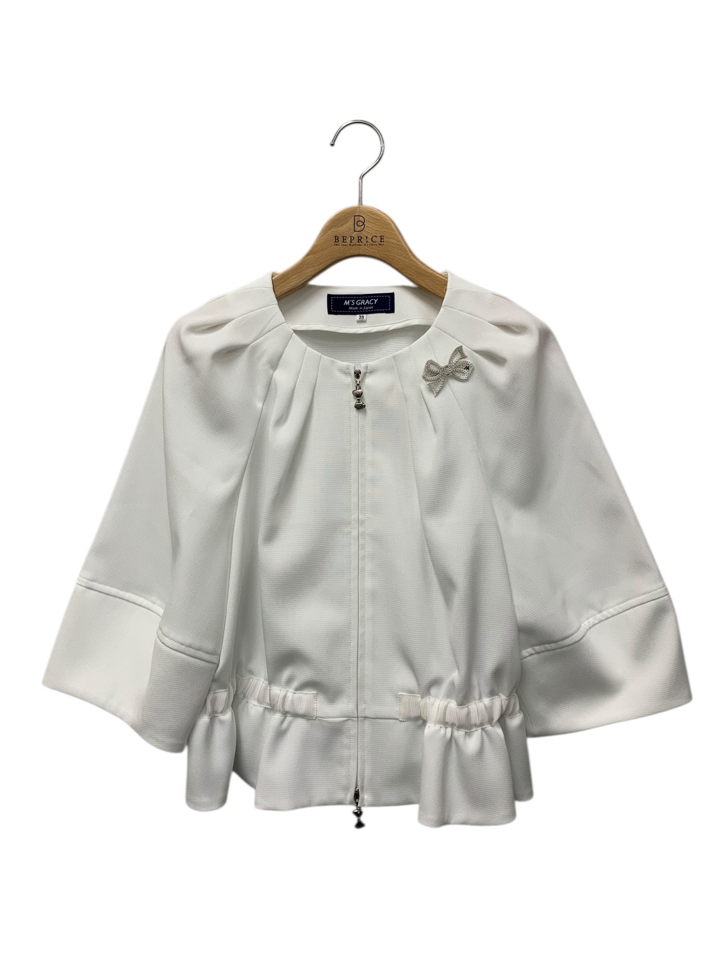 エムズグレイシー コクーンスリーブジップアップジャケット 414306 38 ホワイト ITRPBT4PYQ0Q