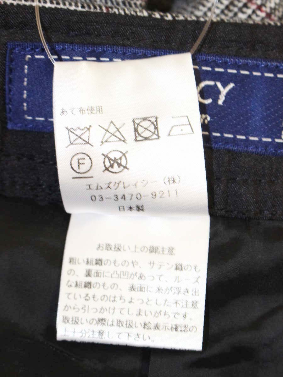 エムズグレイシー 216508 パンツ 38 グレー チェック柄 ワイド ITR3ZQ8YDQ9K