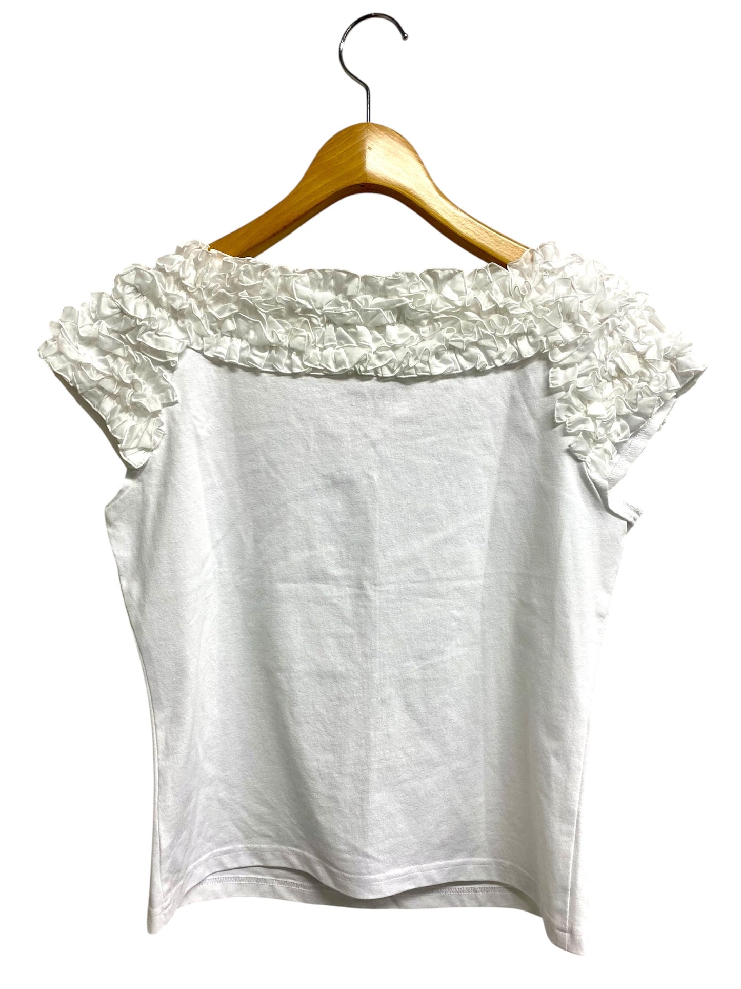 エムズグレイシー 115314 Tシャツ カットソー 38 ホワイト 衿フリル ITJWBH5EPQOO