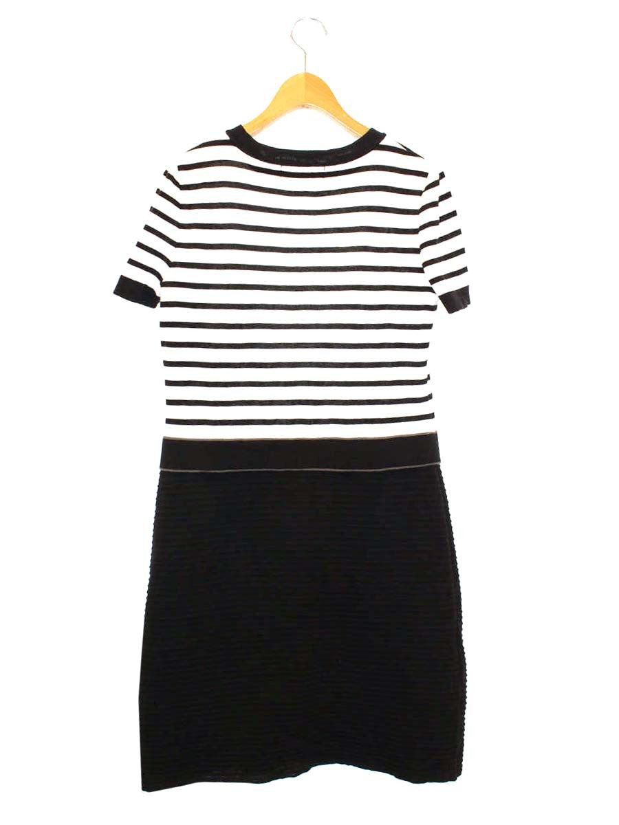 エムズグレイシー Border Knit One-piece  918320 ワンピース 40 ブラック ビーズロゴ ITQ234QGJWYO