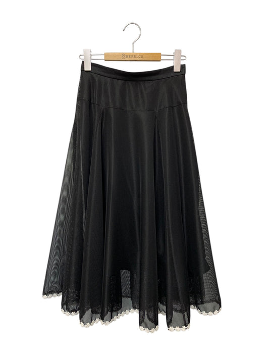 エムズグレイシー フラワーレース付きチュールスカート 517312 36 ブラック チュール フラワーモチーフ 刺繍 ITJIZG08YT34