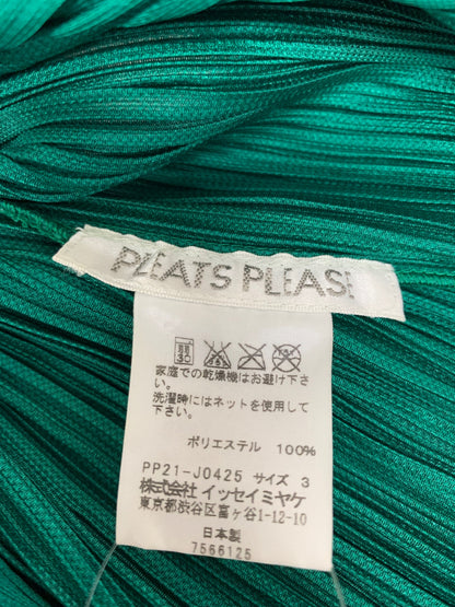 プリーツプリーズイッセイミヤケ PP21-JO425 カーディガン 3 グリーン ITLW6QEVZ8MD