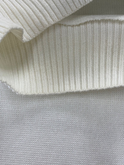 エムズグレイシー 018106 ニット 38 ホワイト リブ袖 ハイネック スパンコール リボンモチーフ ITGUFF2J3E4C