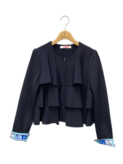 レオナールファッション 0347035 ジャケット 2 ネイビー フリル ビジュー ITESGQ03WK88