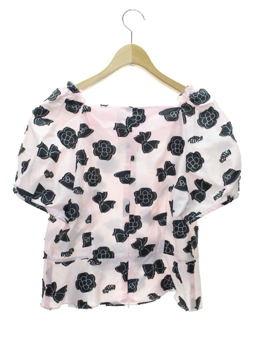 エムズグレイシー 210107 シャツ ブラウス 42 ピンク カメリア リボン IT3B8D4PGO34