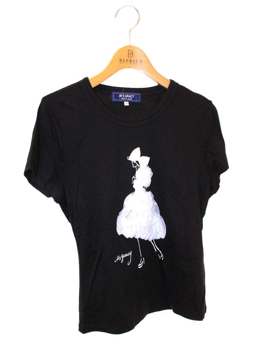 エムズグレイシー 815318 Tシャツ 38 ブラック チュールドレスモチーフ 女の子 ロゴ ITI5BNFHCYV0