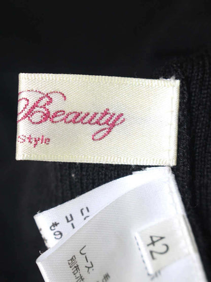 スーパービューティー ニット 42 ブラック 衿ビジュー レース IT1NQ4ZJFSHK