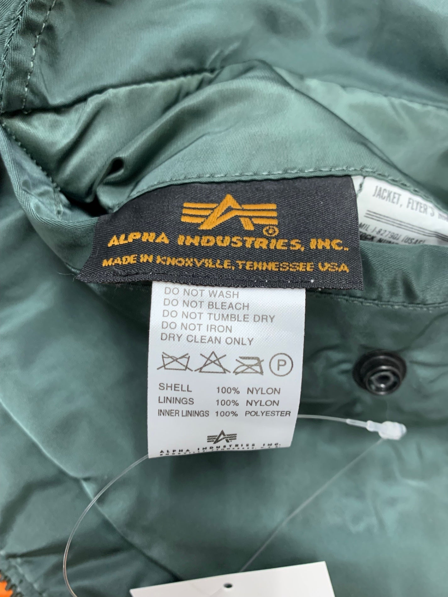 アルファインダストリーズ ブルゾン M カーキグリーン リバーシブル ロゴ刺繡(オレンジ) ITHP8WJ5TS2I