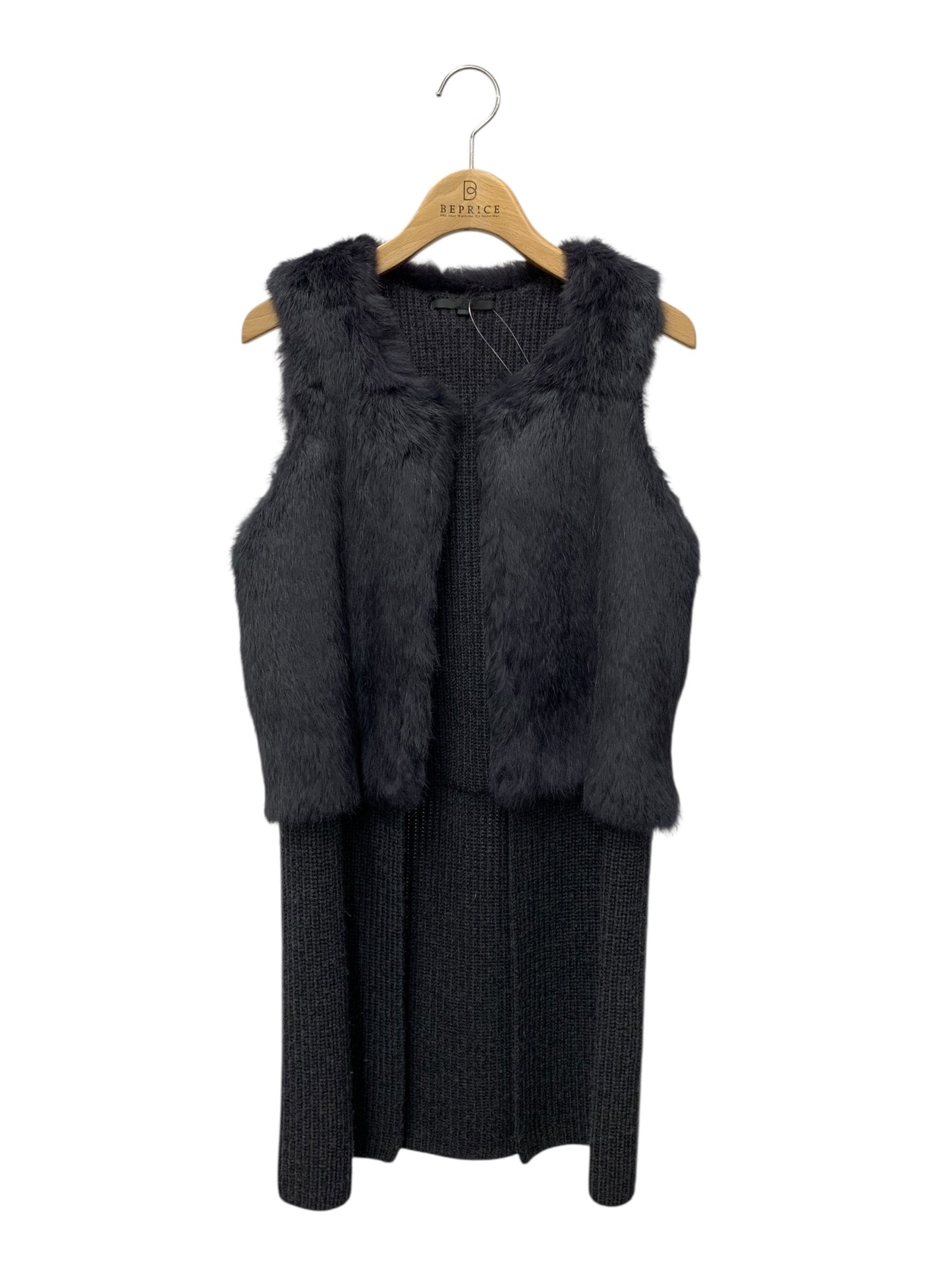 アナイ 16528-55-94-380 ジレ ベスト 38 チャコール ニット ラビットファー IT27S4D8L1XZ