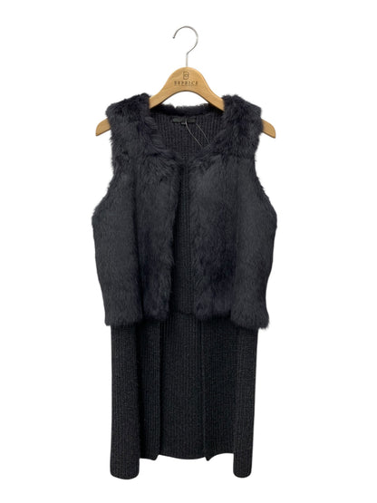 アナイ 16528-55-94-380 ジレ ベスト 38 チャコール ニット ラビットファー IT27S4D8L1XZ