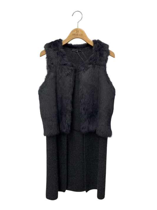 アナイ 16528-55-94-380 ジレ ベスト 38 チャコール ニット ラビットファー IT27S4D8L1XZ