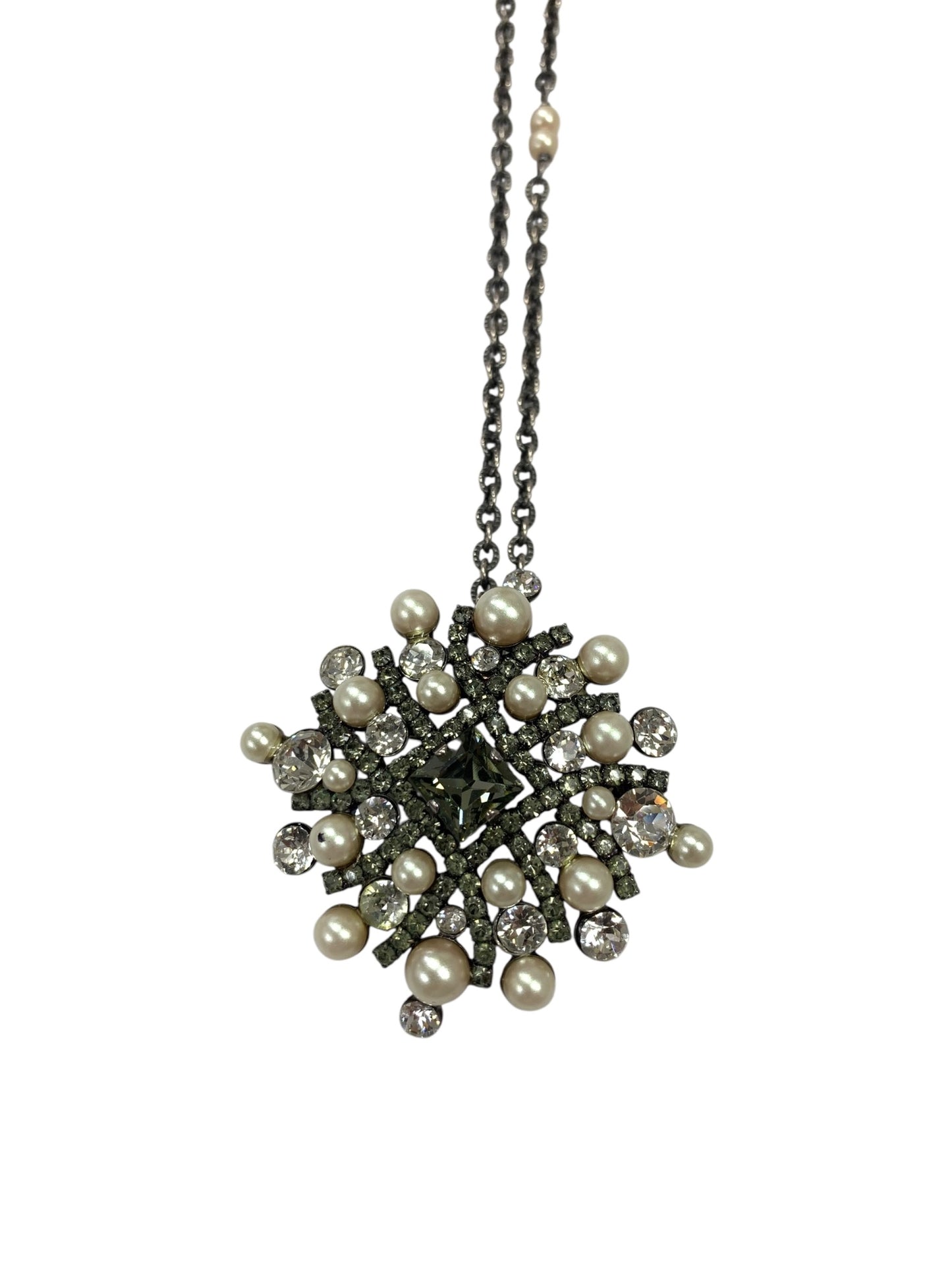 フォクシーブティック ネックレス グレー パール ラインストーン ブローチ2WAY ITYE4KWX6B3L 【SALE】