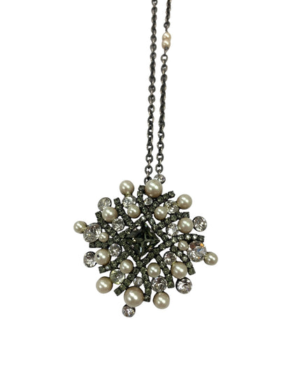 フォクシーブティック ネックレス グレー パール ラインストーン ブローチ2WAY ITYE4KWX6B3L 【SALE】