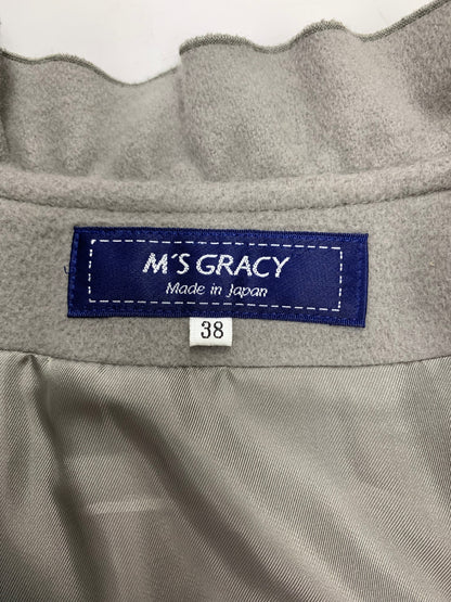 エムズグレイシー 119608 コート 38 グレー フリル付きレディーライクコート IT85WKQASRDO