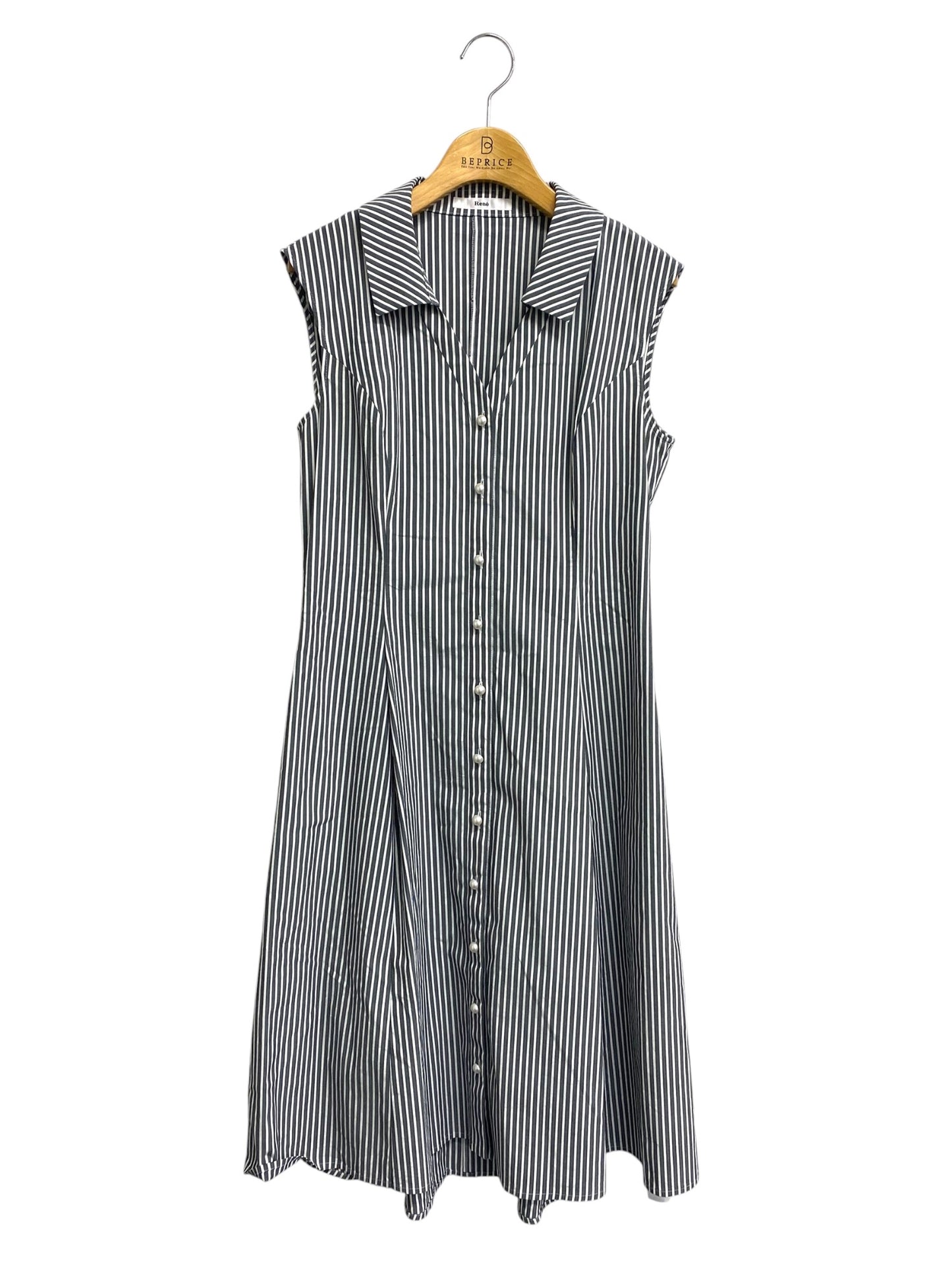 ルネ 5826510 ワンピース 38 グレー フロントボタン ストライプ ITACB663NEFU