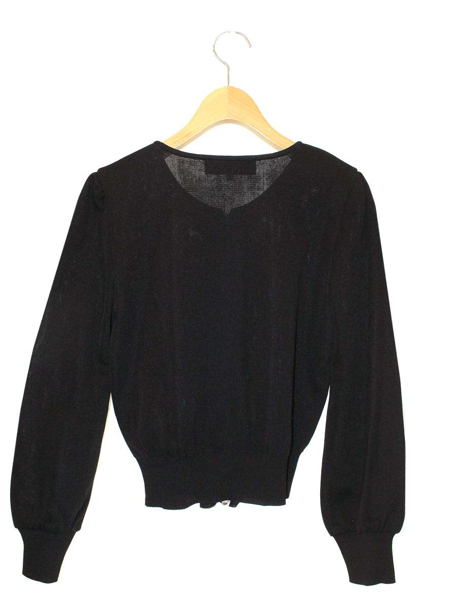 エムズグレイシー Frill Zip Cardigan 818515 カーディガン 38 ブラック ITBCCYR7761W