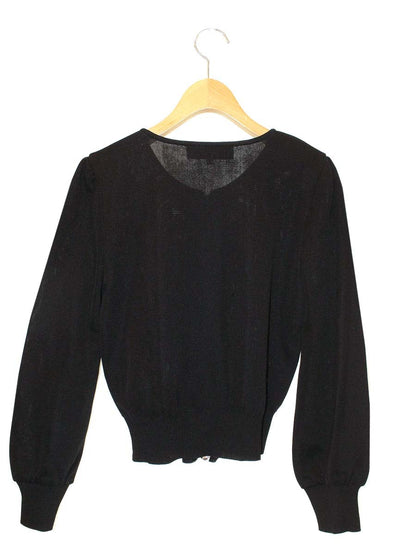 エムズグレイシー Frill Zip Cardigan 818515 カーディガン 38 ブラック ITBCCYR7761W