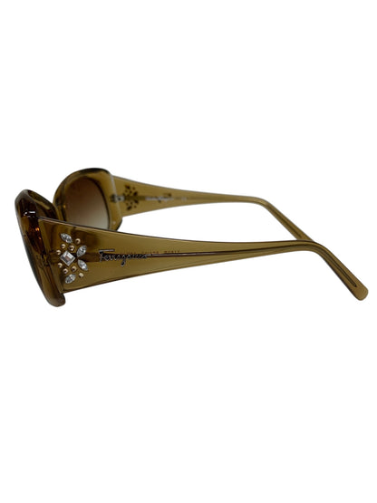 サルヴァトーレフェラガモ 2160B サングラス ブラウン セルフレーム フルリム ビジュー IT11J9R04DFC