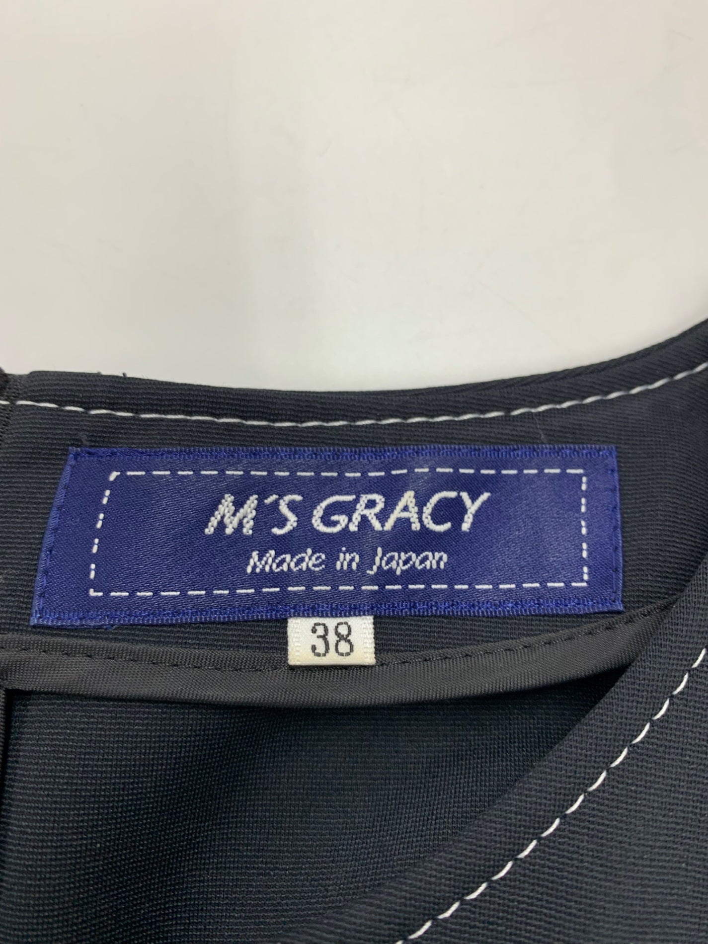 エムズグレイシー 011124 ワンピース 38 ブラック リボン ステッチ ITC5PPC4UH3S