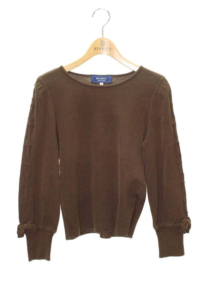 エムズグレイシー Sleeve Ribbon Knit 818516 ニット セーター 40 ブラウン ストレッチ ITTL11RDGBAM